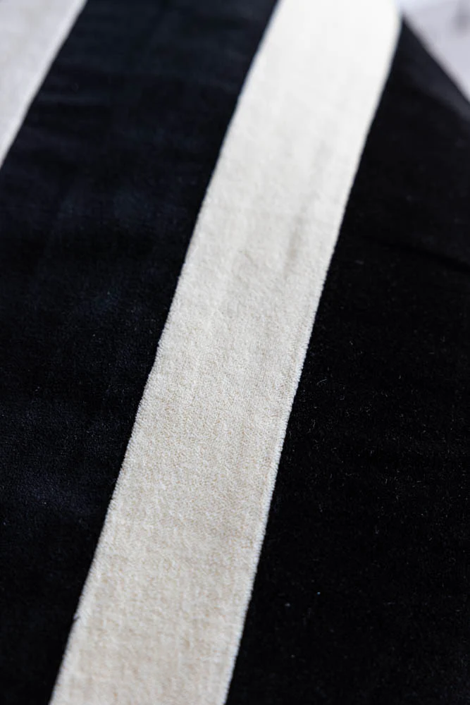 Monochrome Stripe Velvet Cushion - Image 3