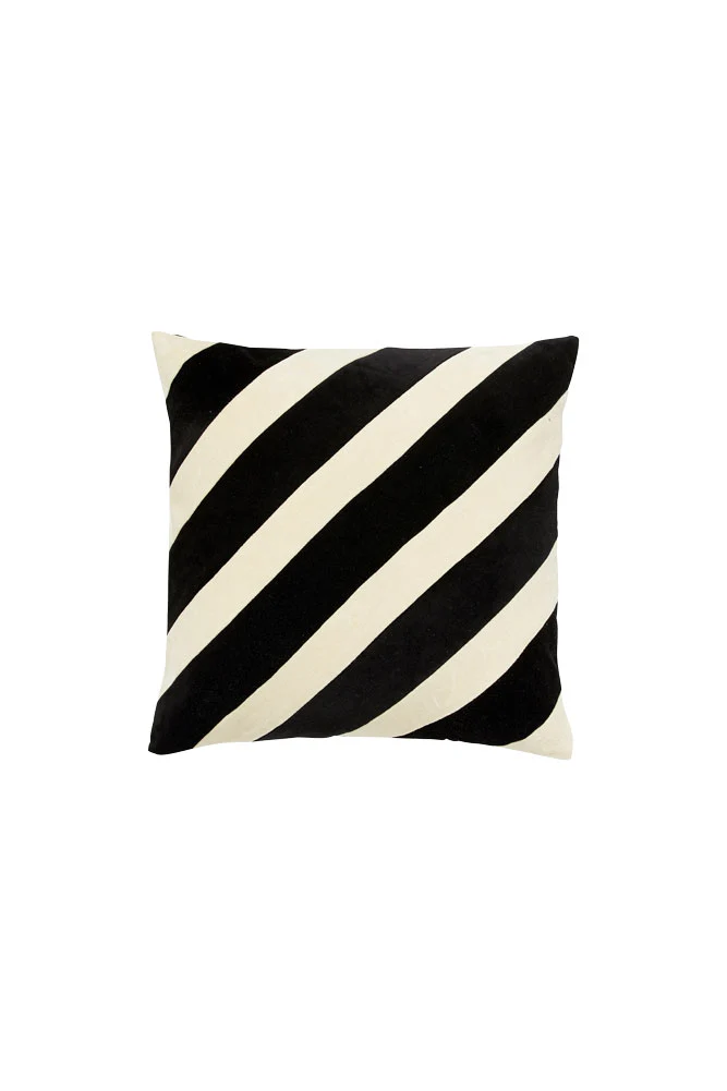 Monochrome Stripe Velvet Cushion - Image 6
