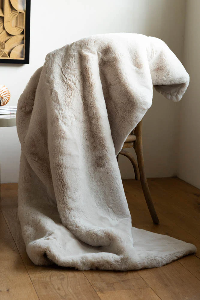 Natural Faux Fur Throw - Image 5