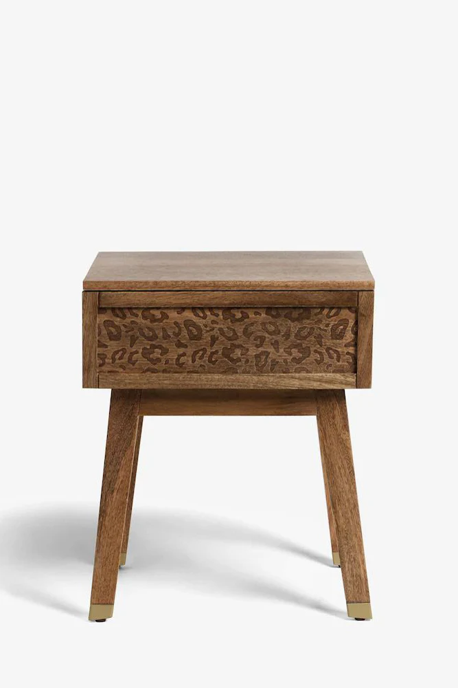 Natural Leopard Print Bedside Table - Image 5