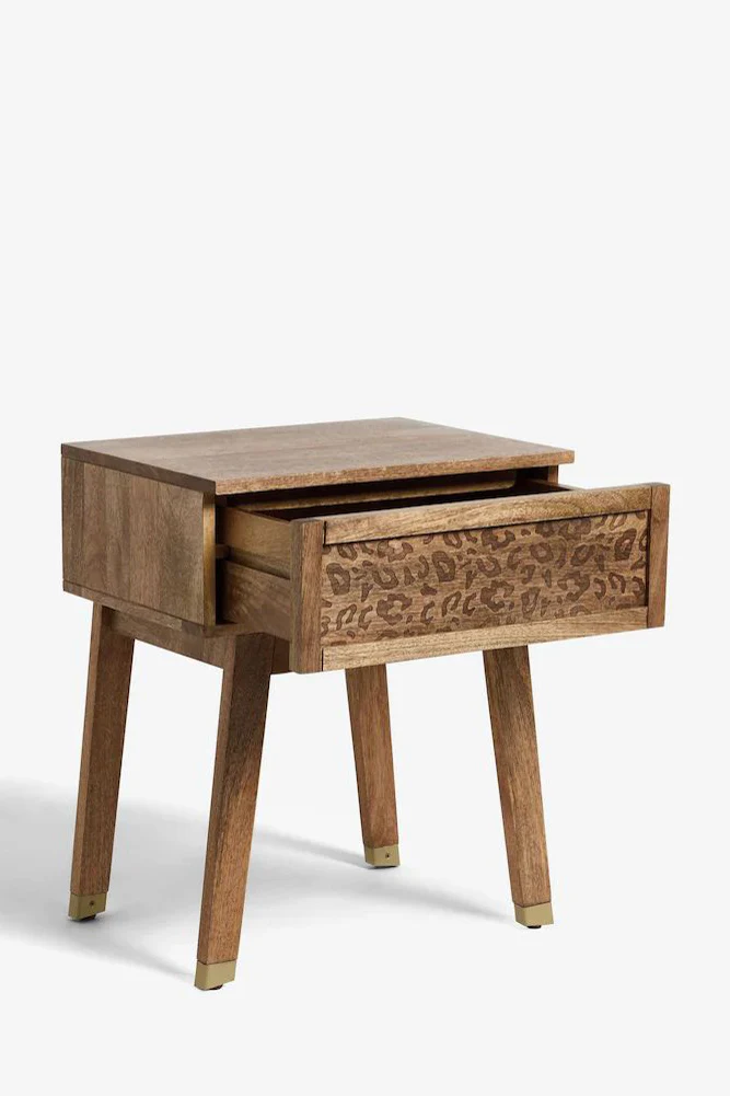 Natural Leopard Print Bedside Table - Image 6