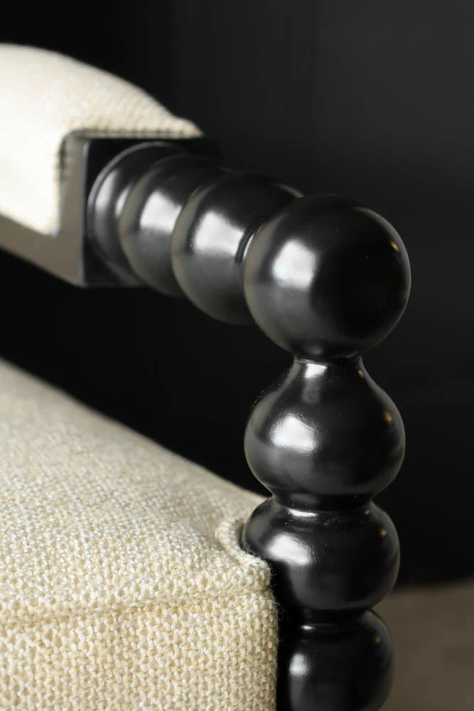 Natural Linen & Black Bobbin Armchair - Image 2