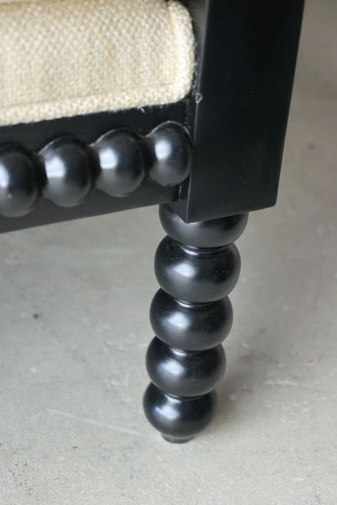 Natural Linen & Black Bobbin Armchair - Image 3