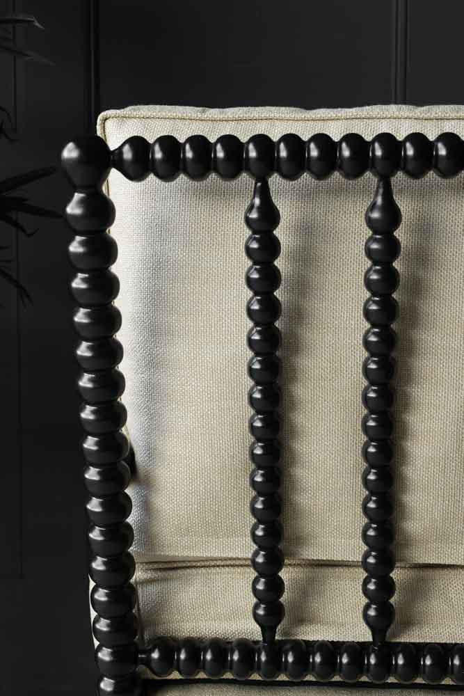 Natural Linen & Black Bobbin Armchair - Image 6
