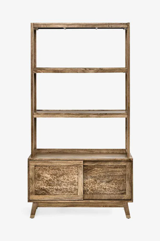 Natural Mango Wood Leopard Print Shelving Unit - Image 5