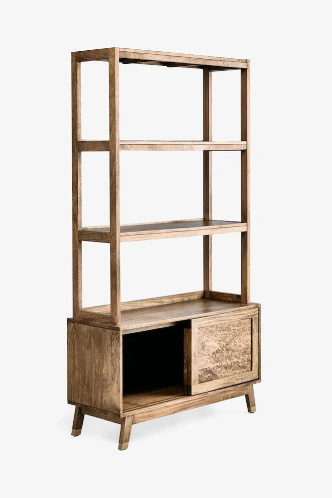Natural Mango Wood Leopard Print Shelving Unit - Image 6