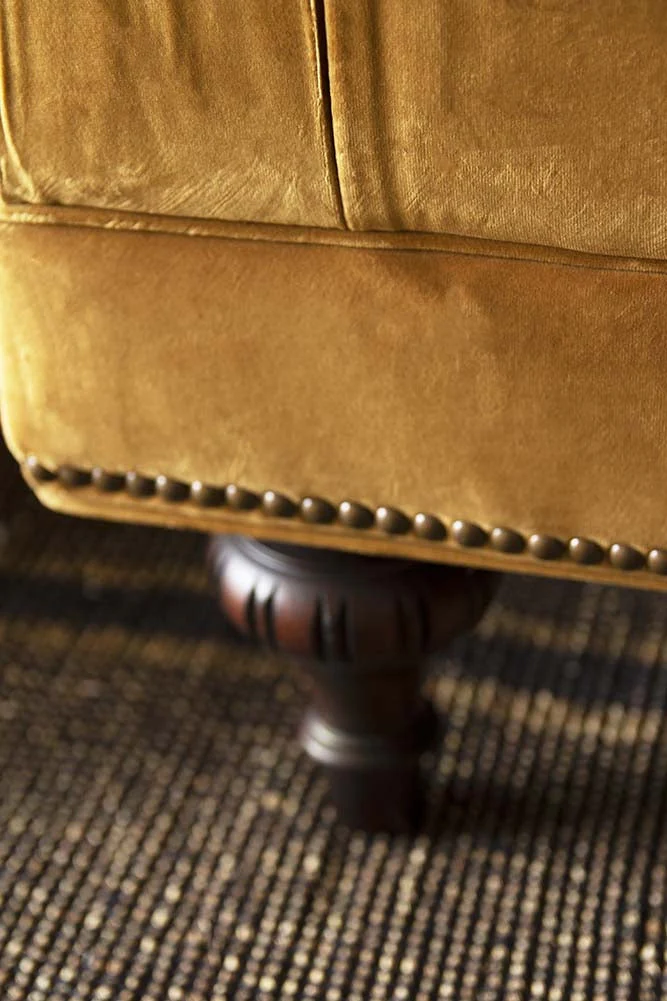Ochre Gold Velvet Chesterfield 3 Seater Sofa - Image 3