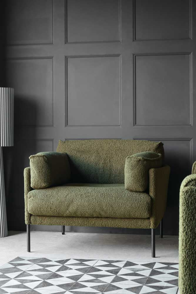 Olive Chunky Boucle Armchair
