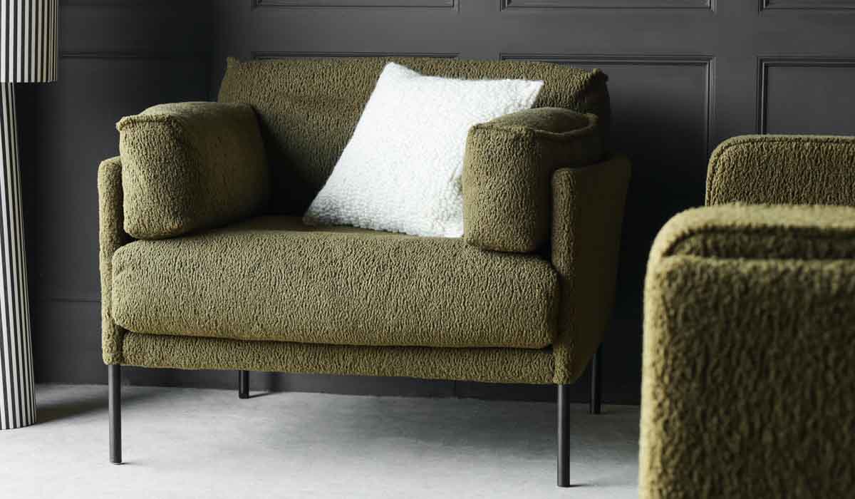 Olive Chunky Boucle Armchair - Image 10