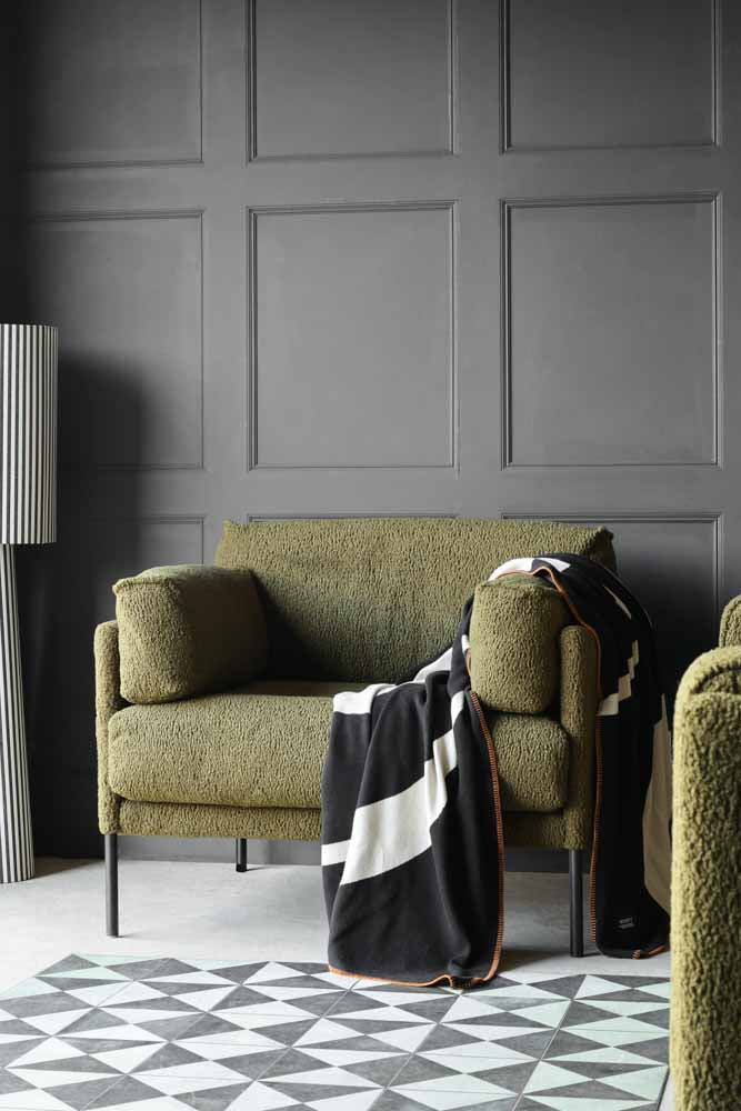 Olive Chunky Boucle Armchair - Image 2