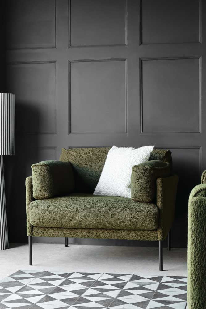 Olive Chunky Boucle Armchair - Image 3