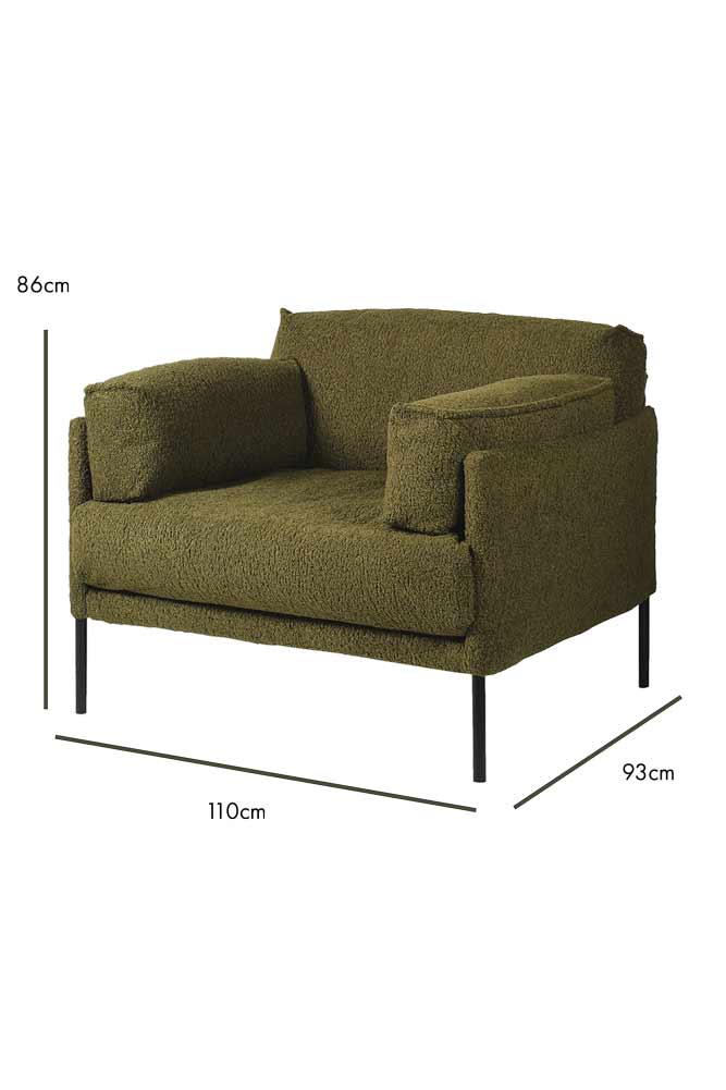 Olive Chunky Boucle Armchair - Image 9