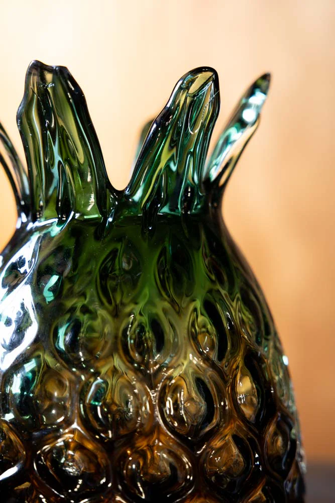 Ombre Green Pineapple Glass Vase - Image 3