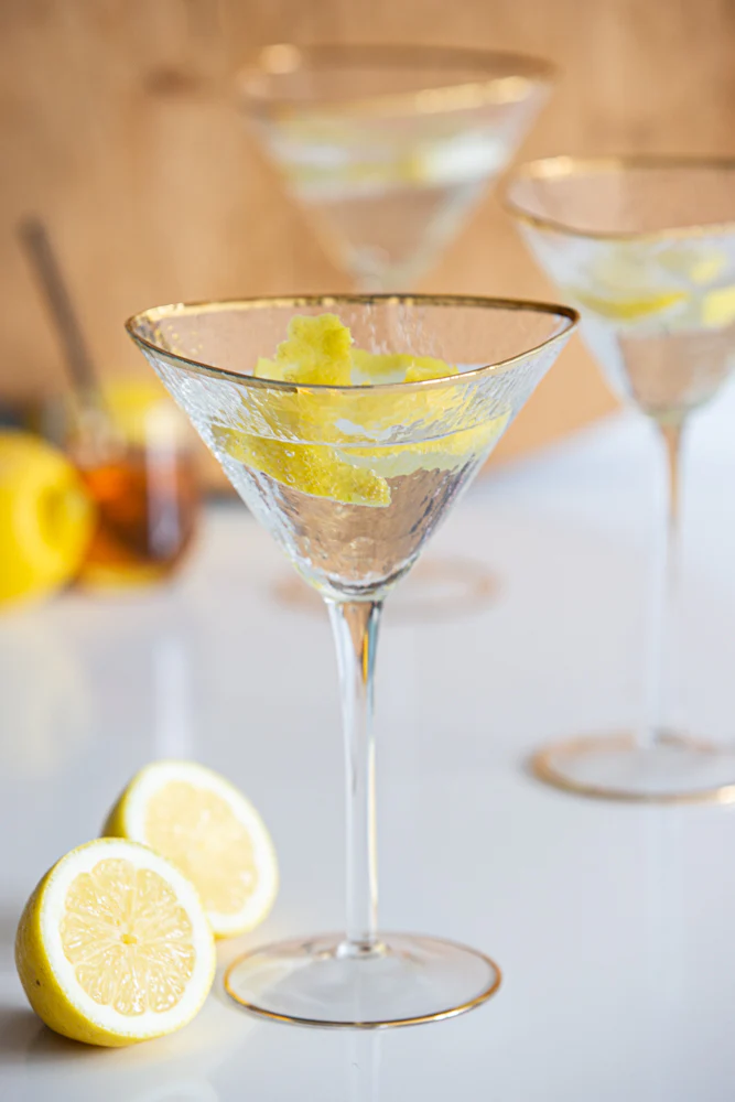 Organic Cocktail Glass With Gold Rim