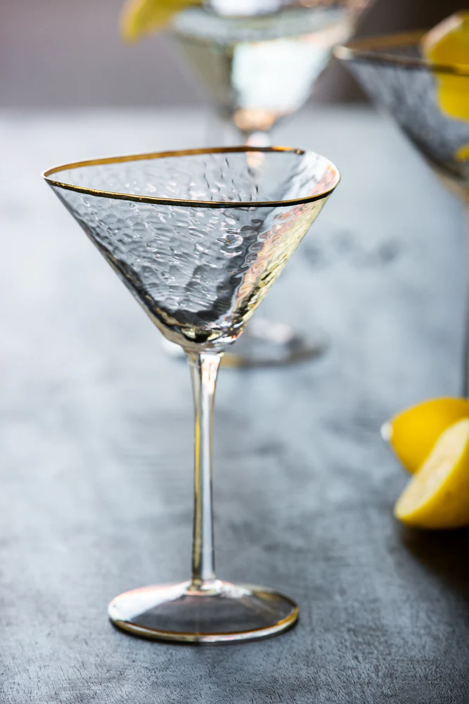 Organic Cocktail Glass With Gold Rim - Image 3