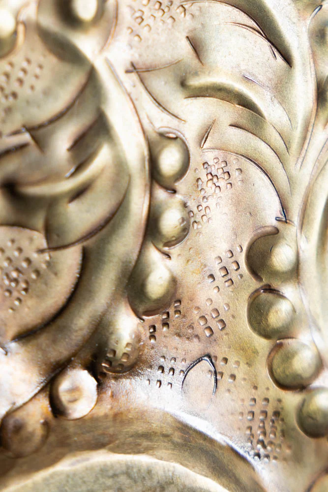 Ornate Bronze Metal Heart Mirror - Image 5