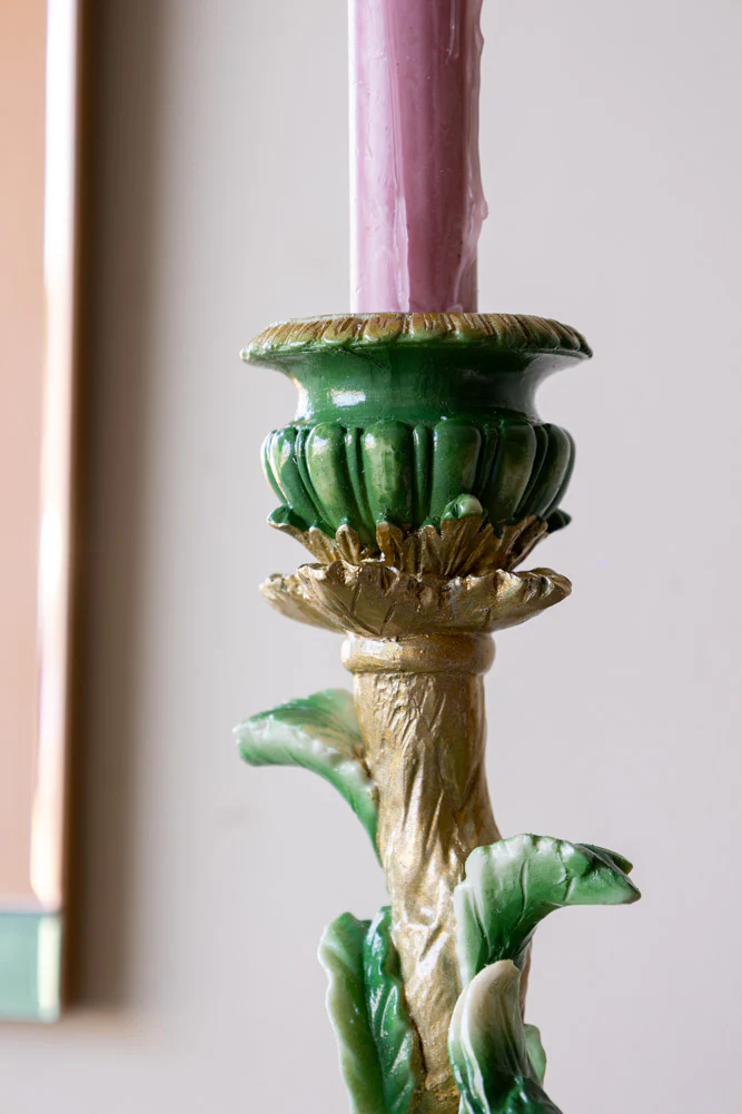 Ornate Gold & Green Parrot Candlestick Holder - Image 5