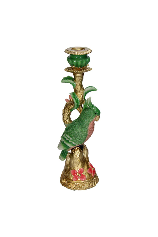 Ornate Gold & Green Parrot Candlestick Holder - Image 9
