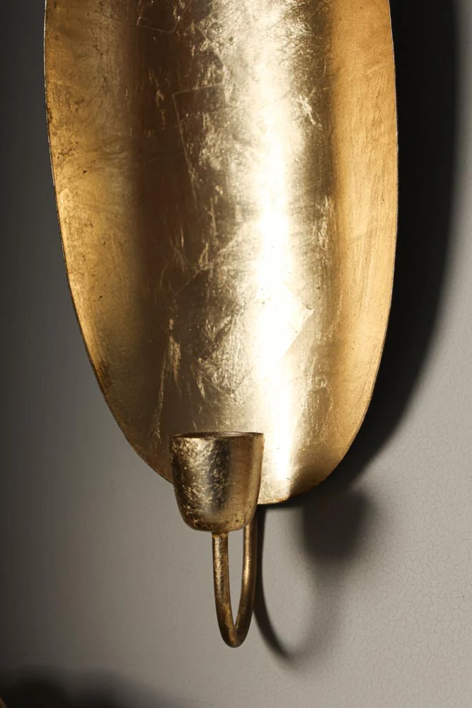 Oval Gold Leaf Candlestick Holder Wall Sconce - Image 6