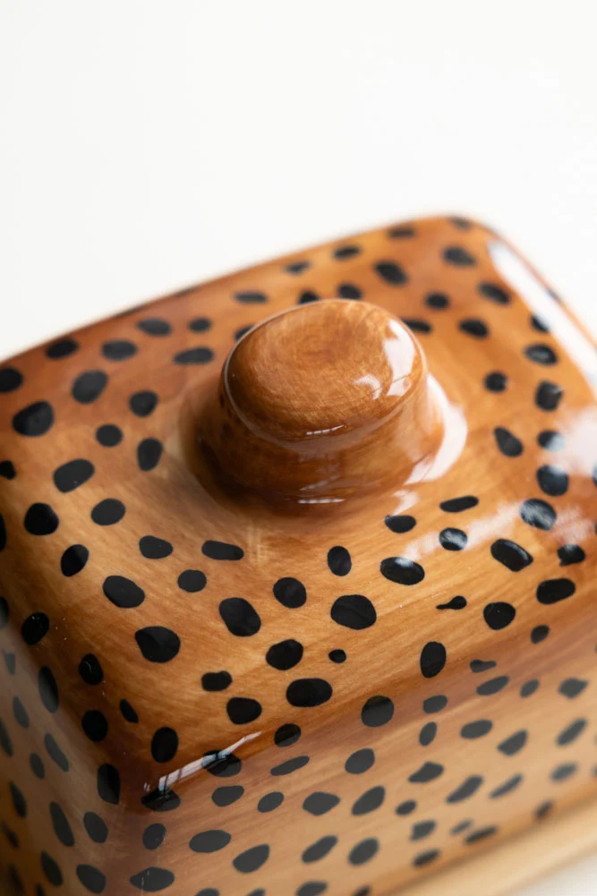 Painted Leopard Print Butter Dish - Image 3