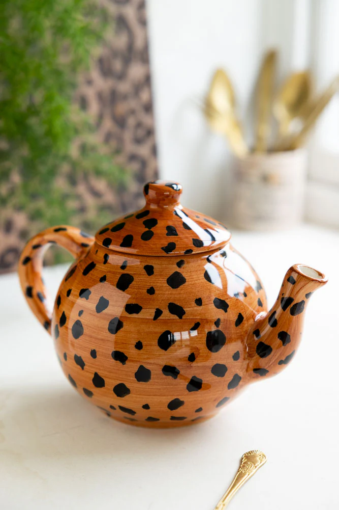 Painted Leopard Print Teapot