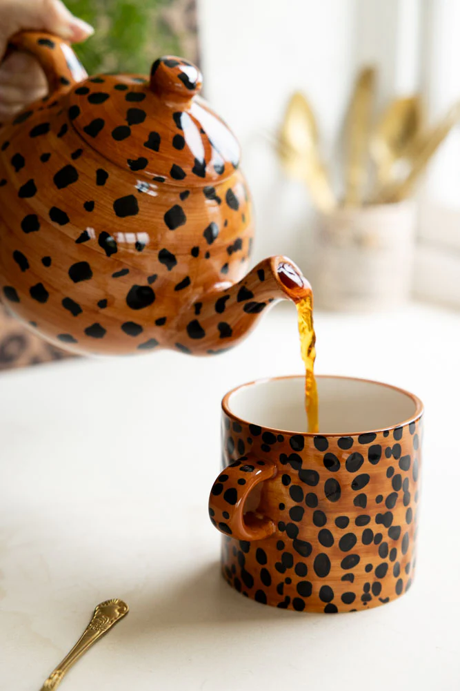 Painted Leopard Print Teapot - Image 2
