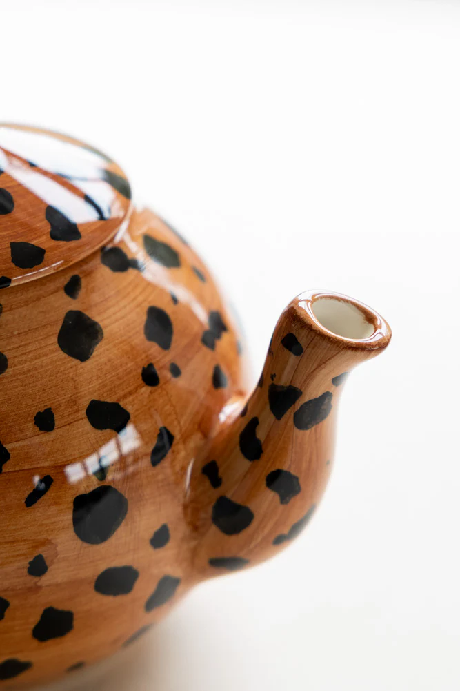 Painted Leopard Print Teapot - Image 3