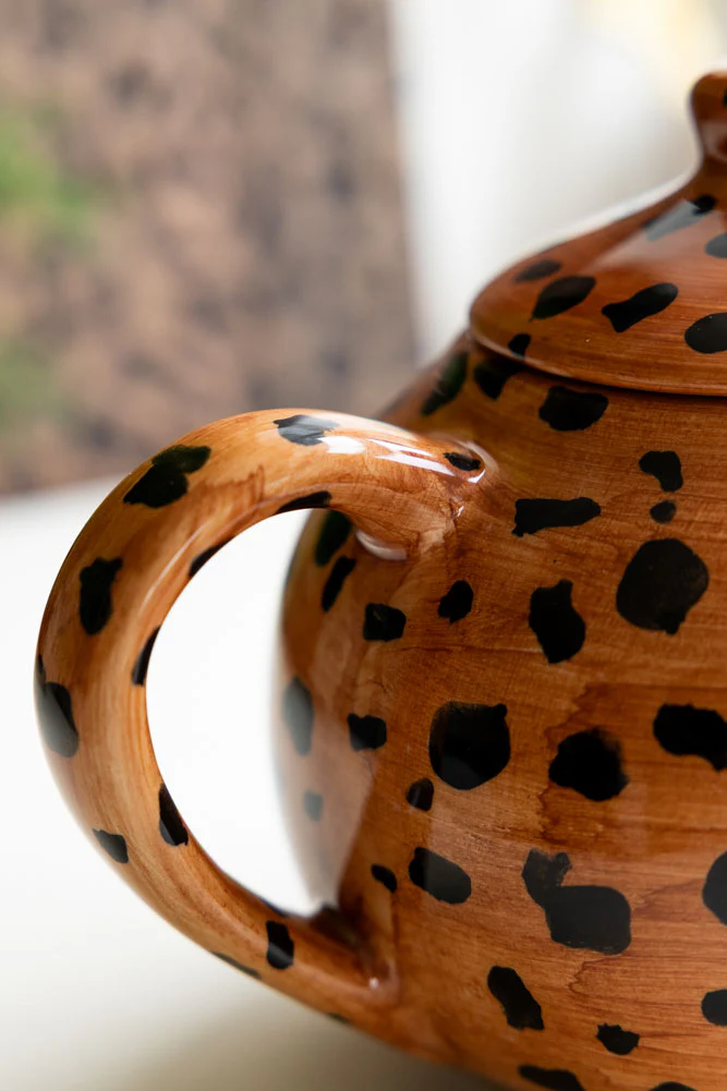 Painted Leopard Print Teapot - Image 5