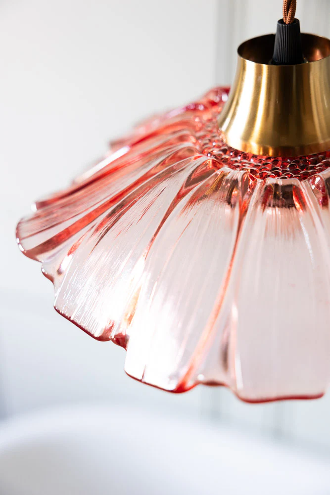 Pale Pink Flower Glass Easyfit Ceiling Light Shade - Image 2