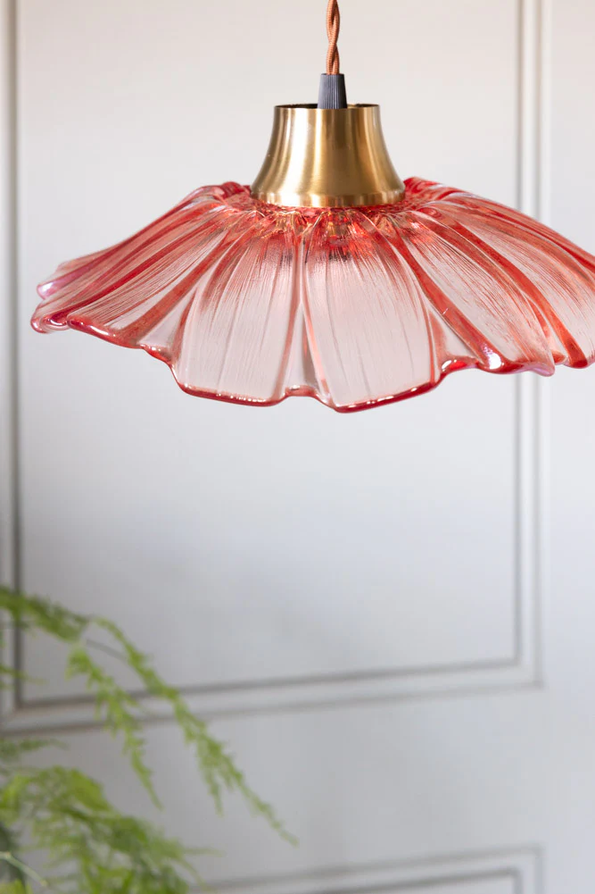 Pale Pink Flower Glass Easyfit Ceiling Light Shade - Image 4