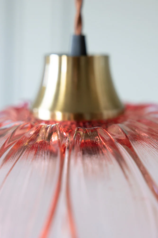 Pale Pink Flower Glass Easyfit Ceiling Light Shade - Image 5