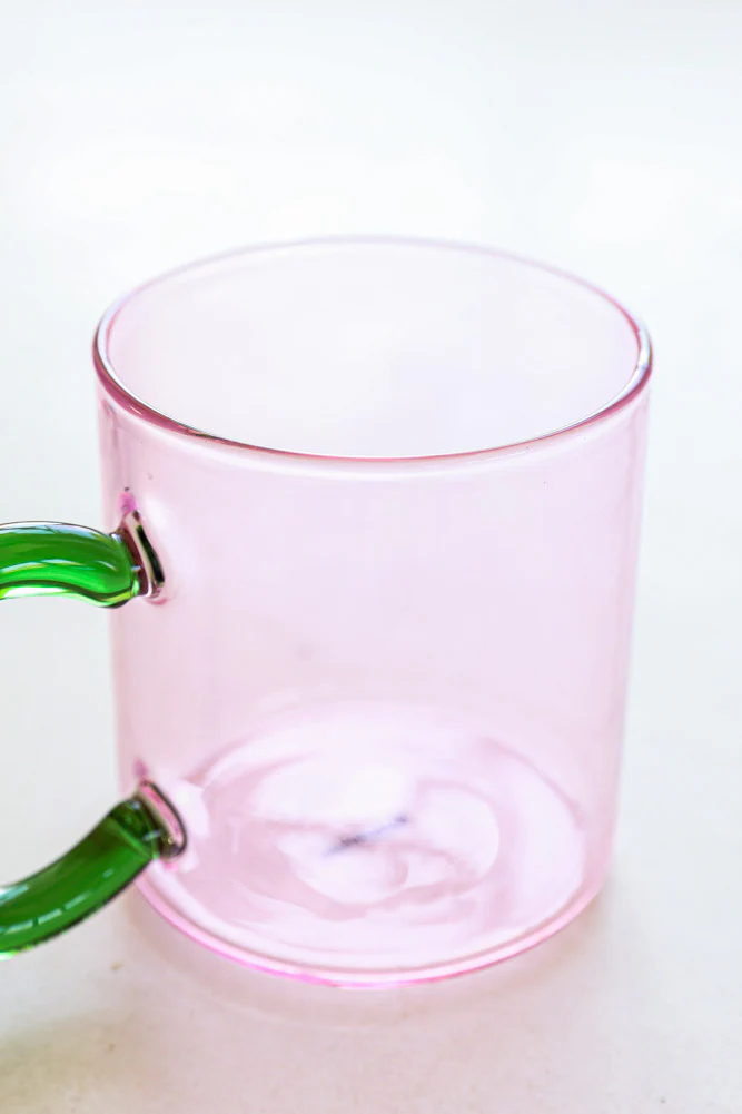 Pale Pink & Green Glass Mug - Image 5