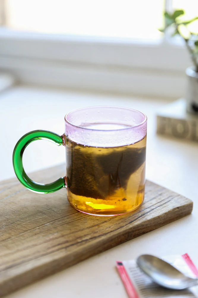 Pale Pink & Green Glass Mug - Image 6