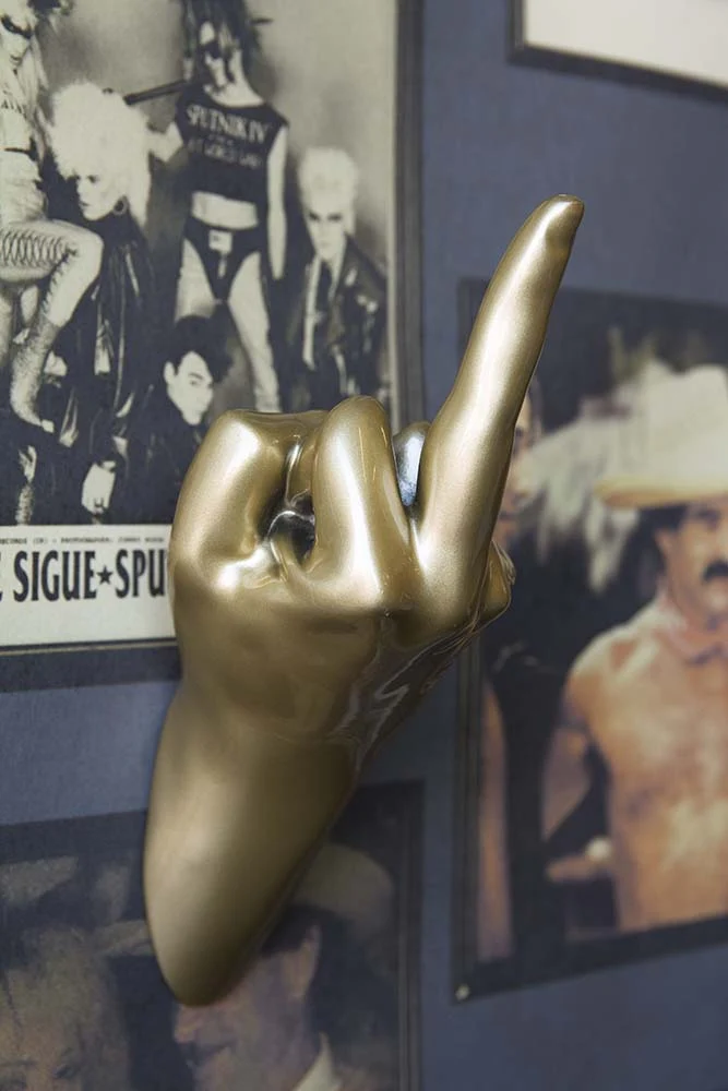 Gold Up Yours Hand Wall Art & Coat Hook - Image 2