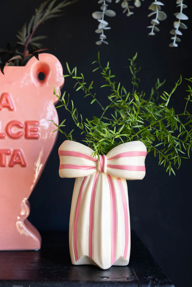 Pink & Cream Bow Vase