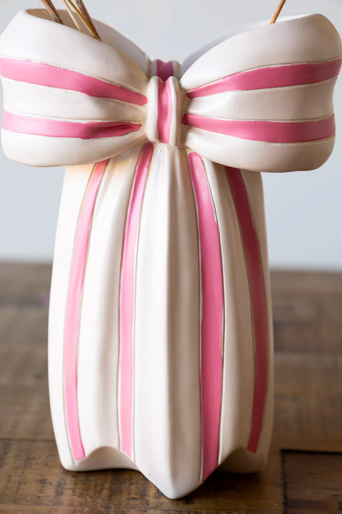 Pink & Cream Bow Vase - Image 2