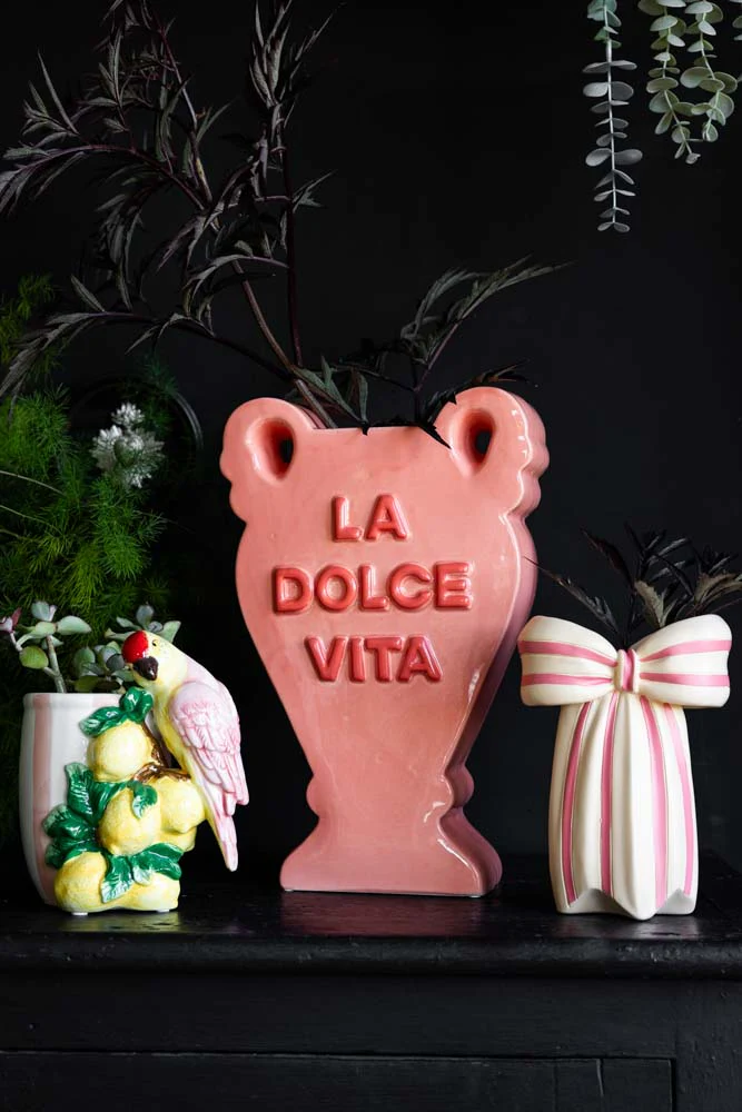 Pink & Cream Bow Vase - Image 3