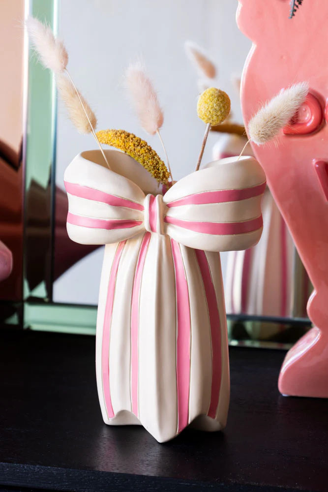 Pink & Cream Bow Vase - Image 4