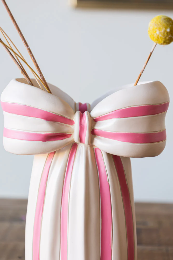 Pink & Cream Bow Vase - Image 6
