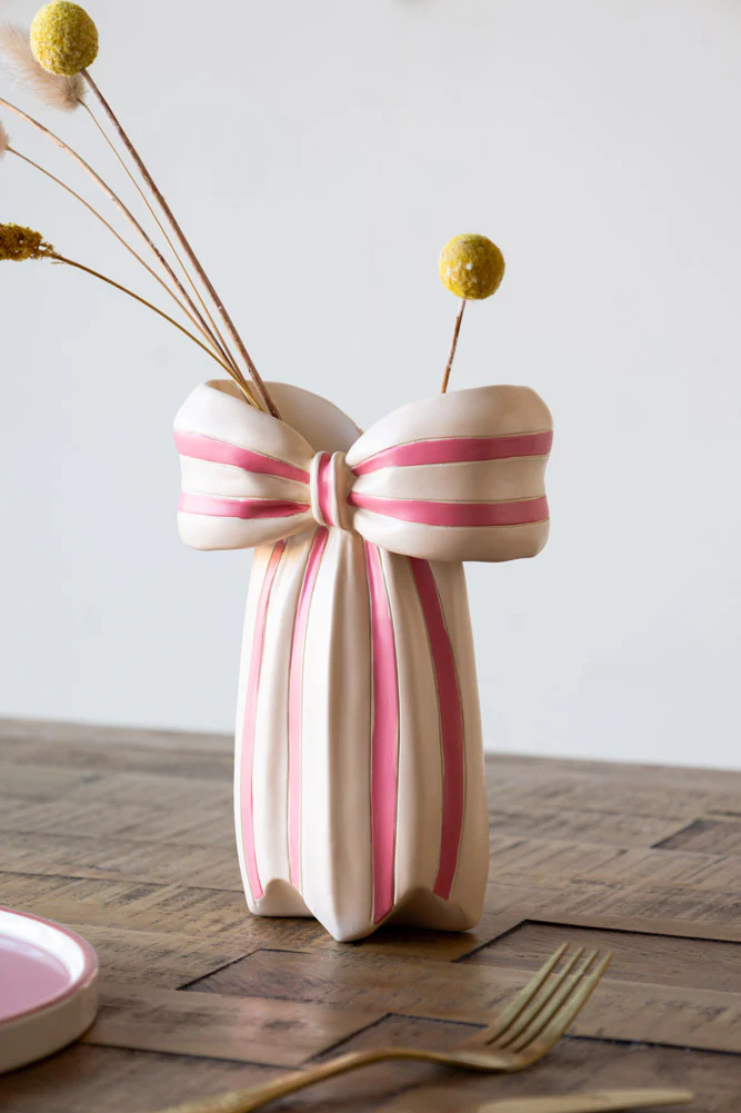 Pink & Cream Bow Vase - Image 7