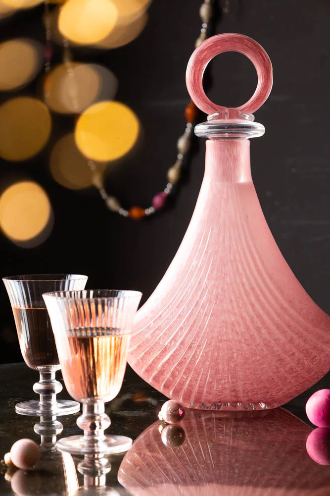 Pink Glass Art Deco Decanter - Image 2