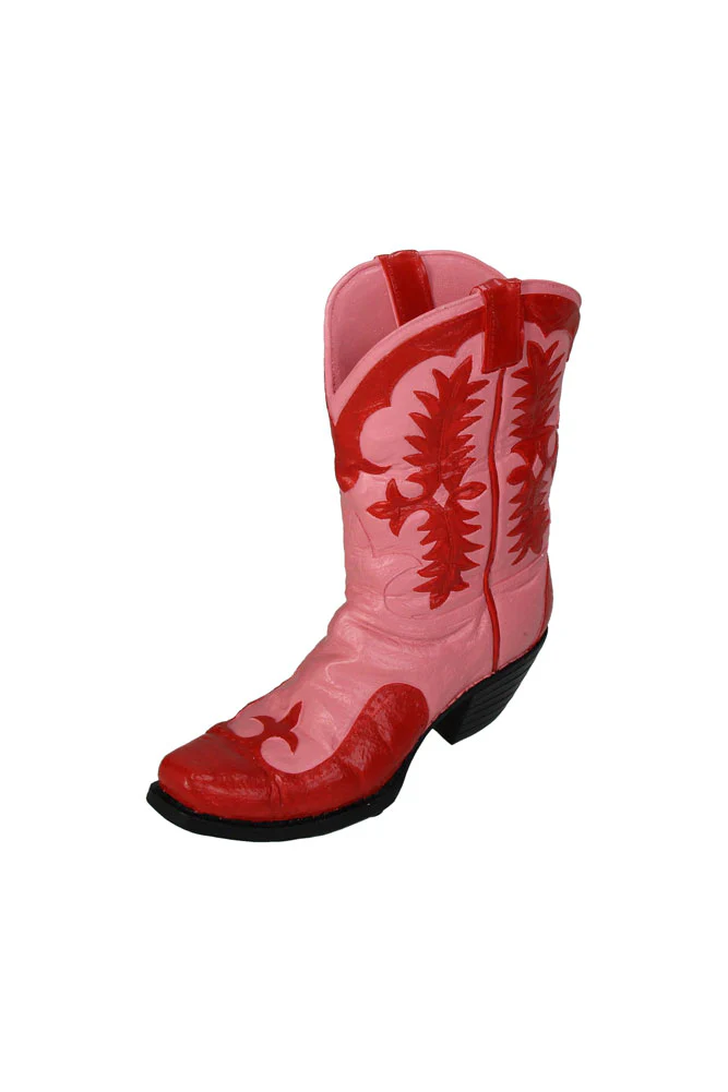Pink & Red Cowgirl Boot Vase - Image 7