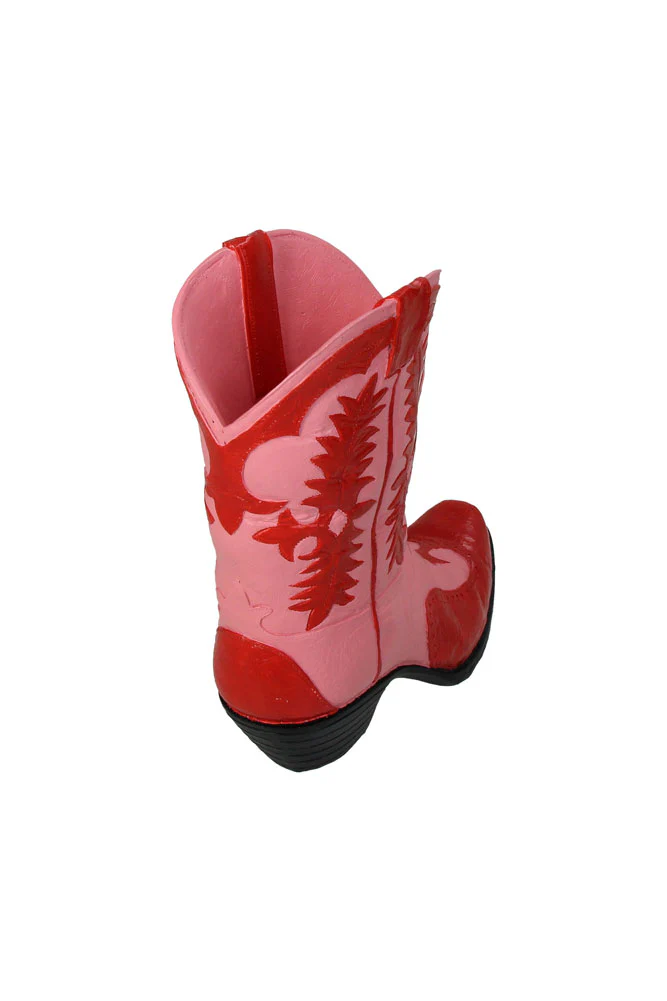 Pink & Red Cowgirl Boot Vase - Image 8