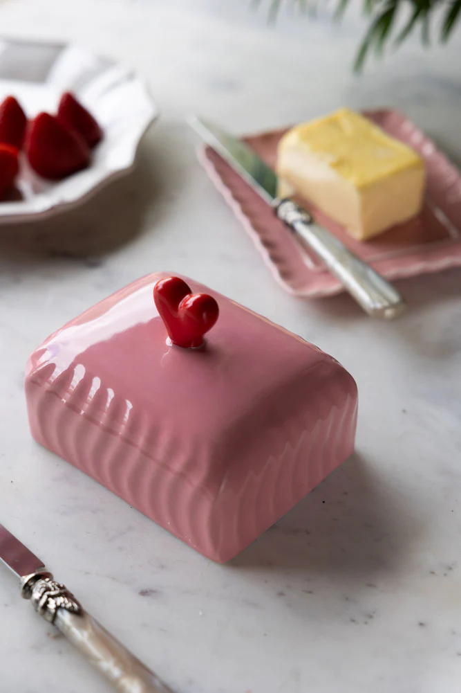 Pink & Red Heart Butter Dish - Image 3