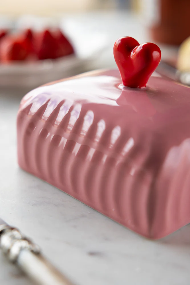 Pink & Red Heart Butter Dish - Image 4