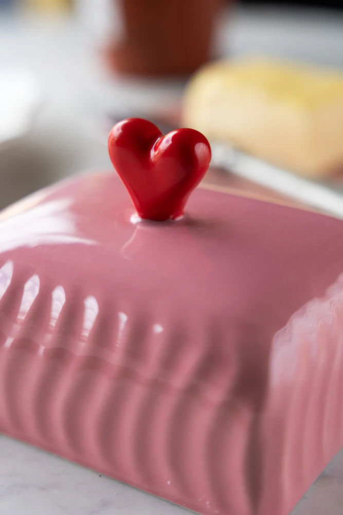Pink & Red Heart Butter Dish - Image 5