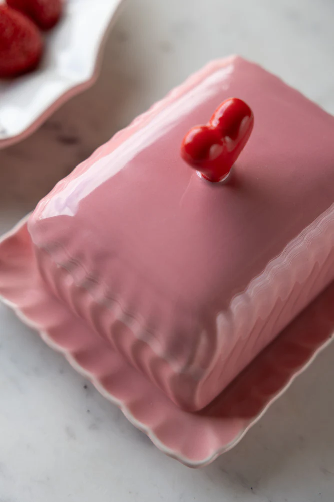 Pink & Red Heart Butter Dish - Image 6