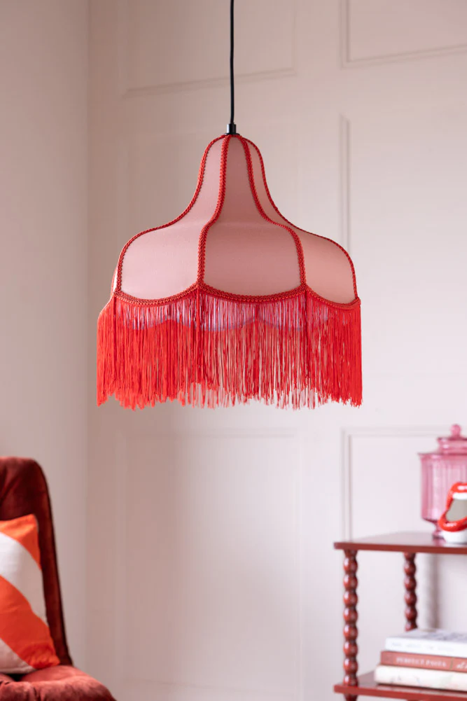 Pink & Red Tassel Edge Ceiling Light - Image 4