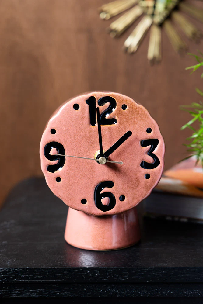 HKLIVING Retro Pink Ceramic Mantel Clock - Image 3