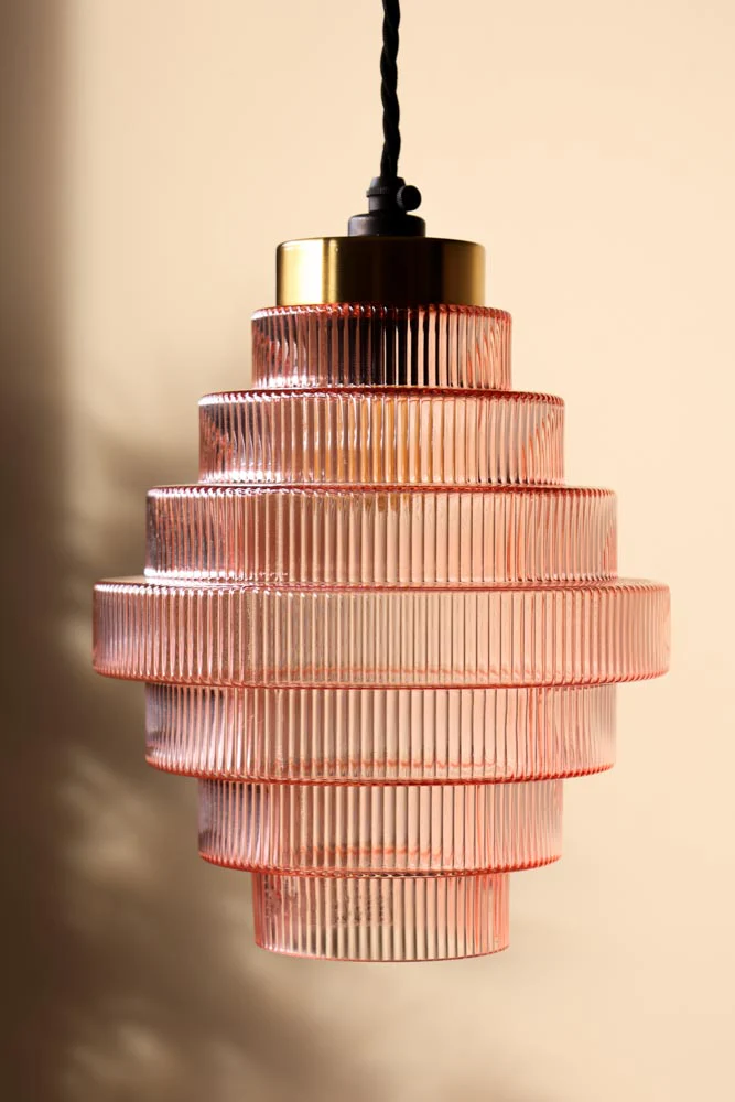 Pink Tiered Glass Easyfit Ceiling Shade - Image 3